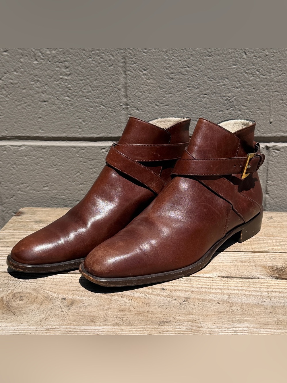 Vintage Women’s Bally Bickford Leather Ankle Boots with Buckle Strap 9.5